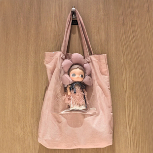定制款20cm娃包粉色帆布包女单肩包通勤慵懒风帆布袋大容量痛包