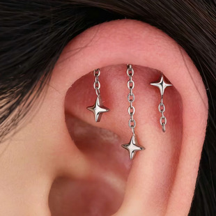 F136钛合金耳轮钉恶魔钉改色helix耳钉内螺纹链条吊坠穿刺饰品