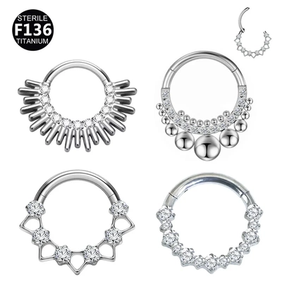 跨境新款F136钛合金镶嵌锆石焊接小球鼻环耳环耳骨钉人体穿刺饰品