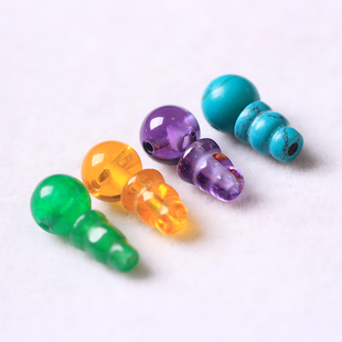 DIY佛珠念珠文玩配件 紫水晶 黄水晶 松石 绿玉髓三通佛头佛塔