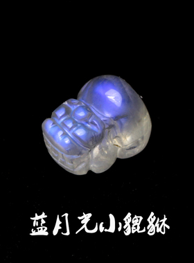 貔貅蓝月光紫晶雕刻件可镶嵌裸石