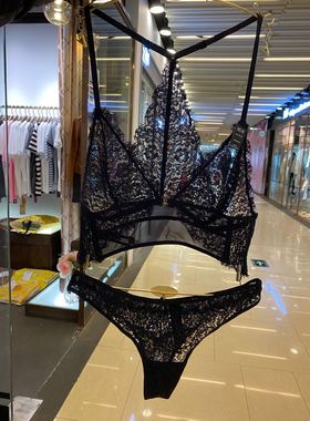 轻奢法式超薄蕾丝女士无钢托前扣美背大胸变小透明小胸性感单文胸