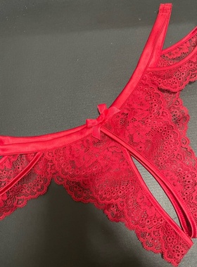 调1情内裤性感低腰蕾丝诱惑红色丁字裤开裆显瘦女T裤内裤