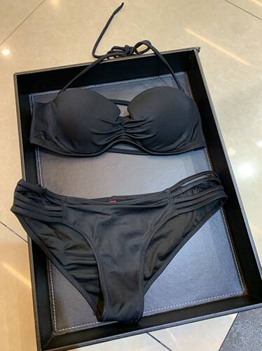 欧美女士比基尼性感火辣三点式细带系带高叉低腰小胸加厚大胸