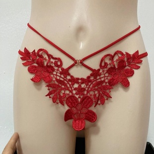 性格内裤诱惑蕾丝开裆女款黑色白色红色绿色低腰美臀丁字裤T裤