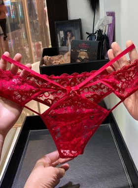 轻奢欧货蕾丝镂空屁股漏洞女士丁字三角提臀白色可爱日系性感