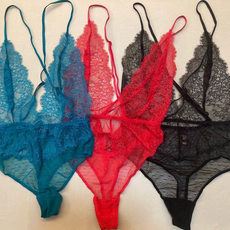 性感连体衣超薄透明蕾丝舒适诱惑美背黑色红色蓝色