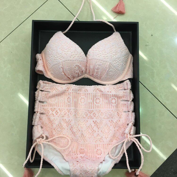 性感高腰泳衣遮肚子托胸聚拢小胸显大比基尼分体泳衣bikini女包邮