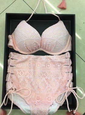 性感高腰泳衣遮肚子托胸聚拢小胸显大比基尼分体泳衣bikini女包邮