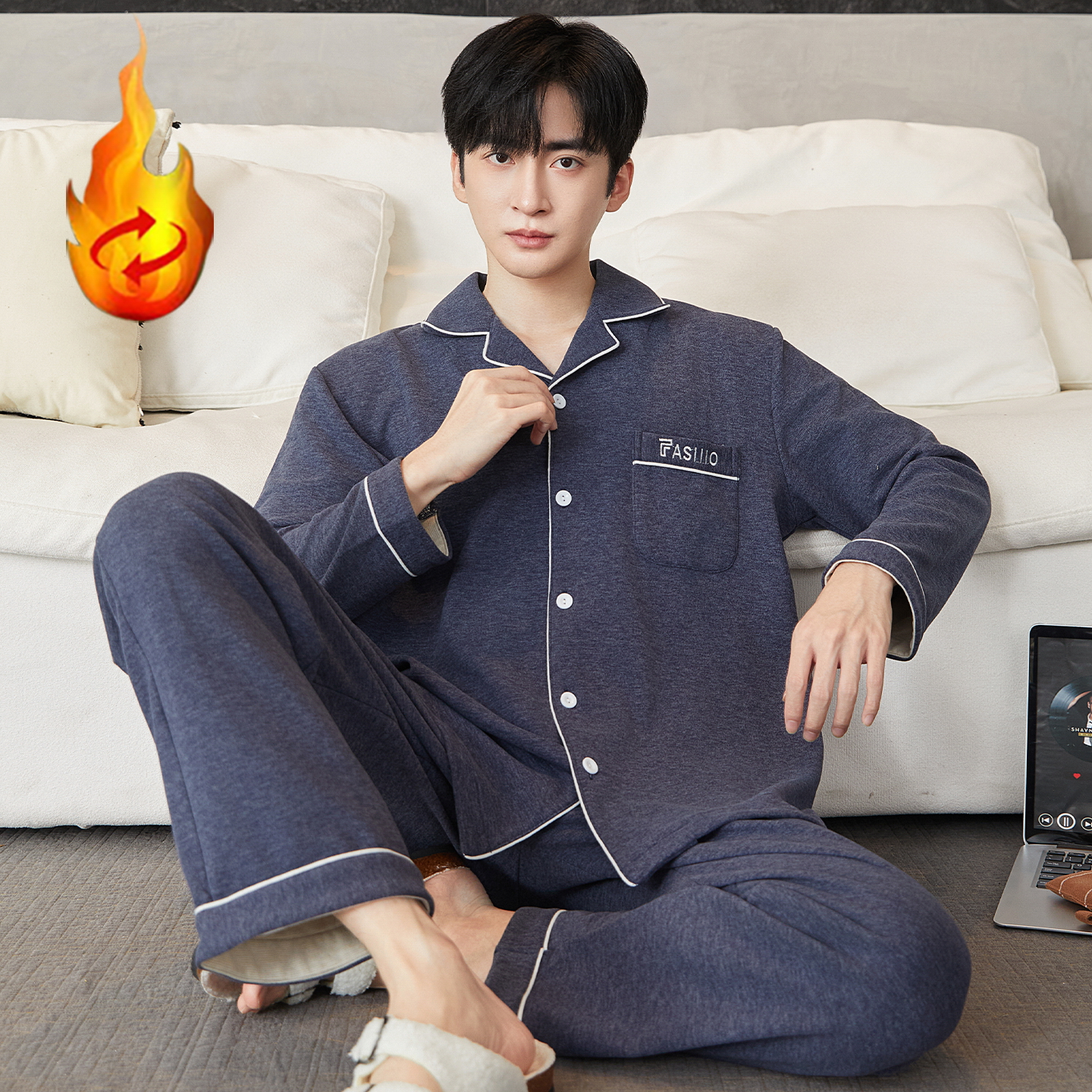 男士德绒睡衣男秋冬季加厚长袖2025新款青少年男生磨毛薄绒家居服