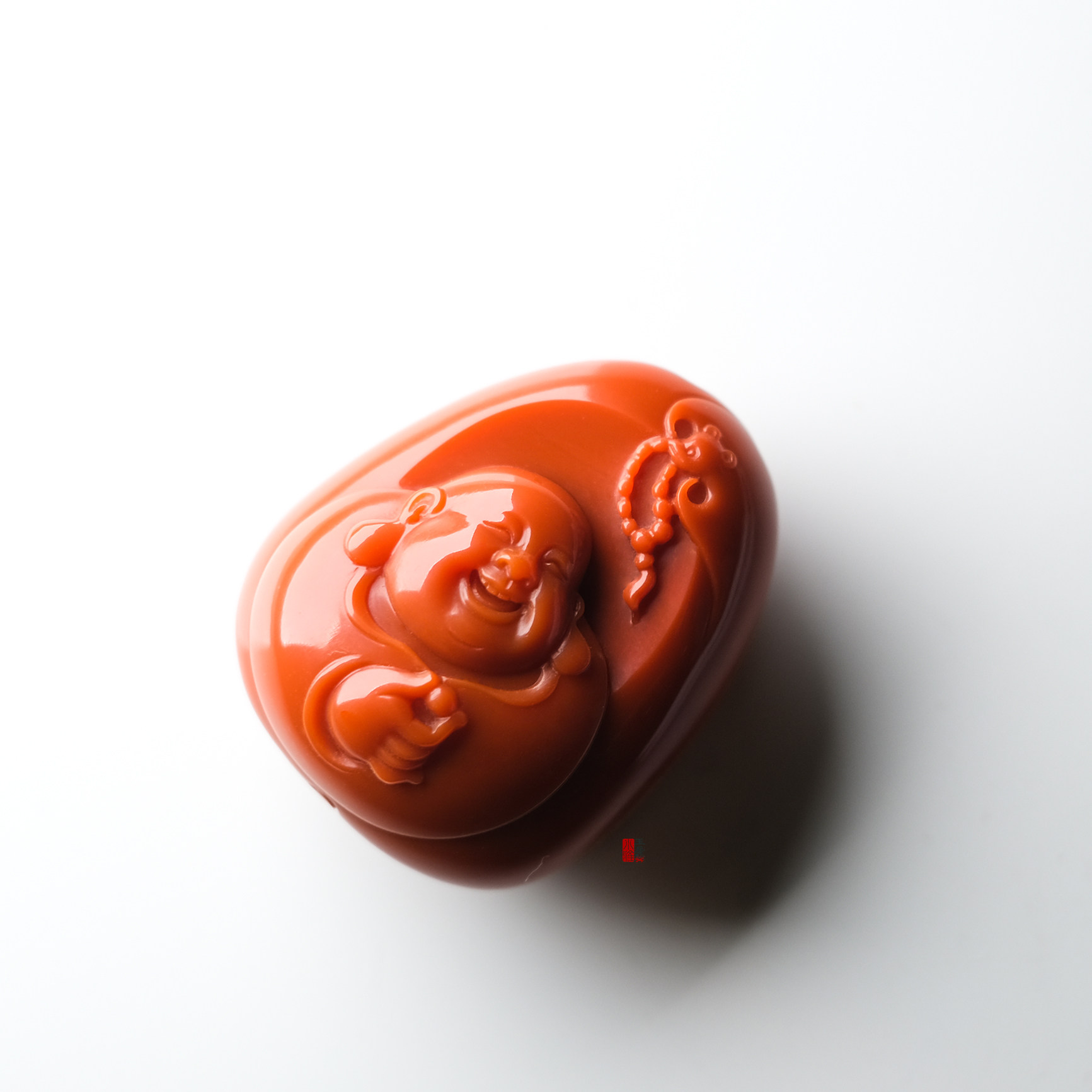 【小雅玉房】持珠弥勒玉雕大师杨子奇南红瓦西纯料挂件配饰雕件