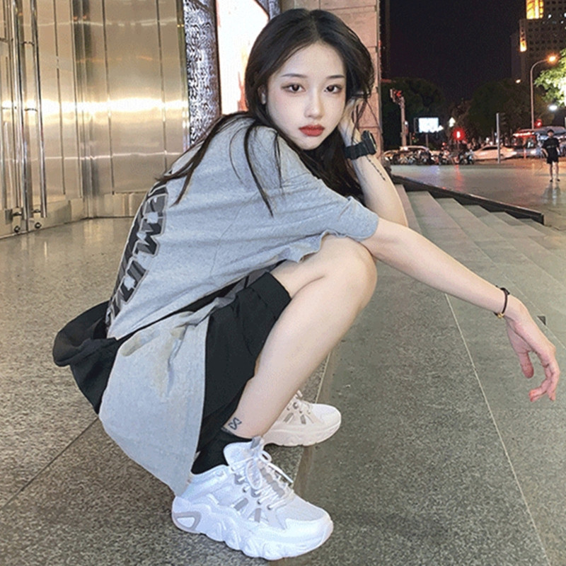 임부복 여름수트 외출시 패셔너블한 스타일 한국형 여름스포츠 루즈한 반팔반바지 캐주얼 투피스세트 트렌디함