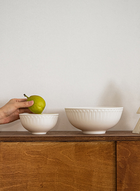 时常浮雕碗碟套装家用黑白简约高颜值饭碗陶瓷碗创意大号汤碗面碗