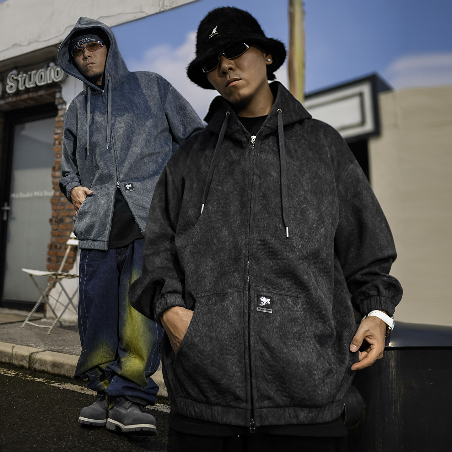 BLACUL马毛绒双拉链卫衣