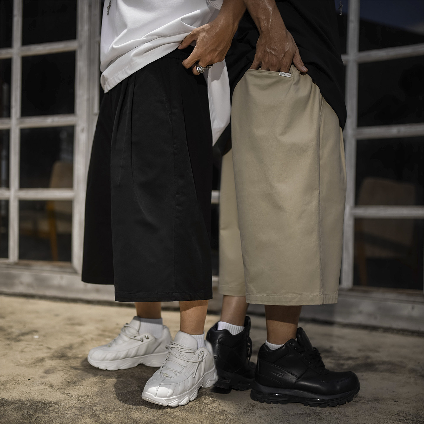 BLACUL纯色双褶七分裤
