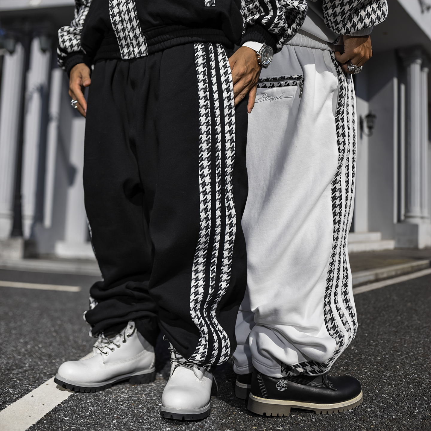 BLACUL重磅千鸟格拼接卫裤