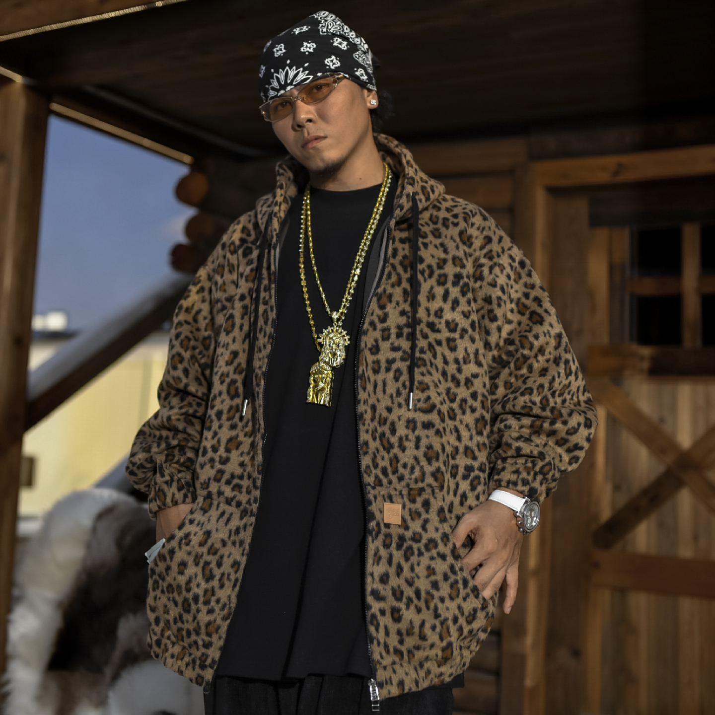 BLACUL豹纹毛绒开衫卫衣