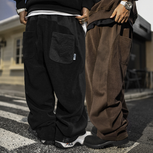 长裤 运动街头嘻哈拼色套装 男女直筒休闲裤 BLACUL刺绣拼接宽松卫裤