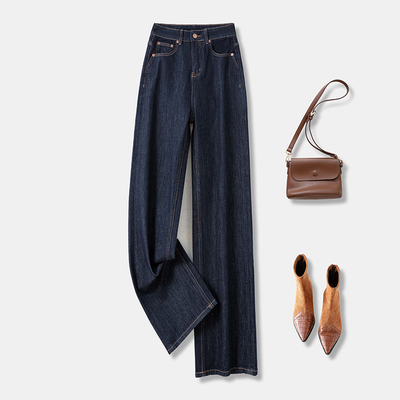 直筒牛仔裤女175加长窄版阔腿裤