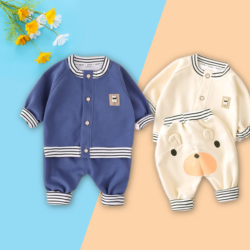 男女童两件套婴幼儿外出春秋新款宝宝分体套装儿童卡通休闲屁屁裤