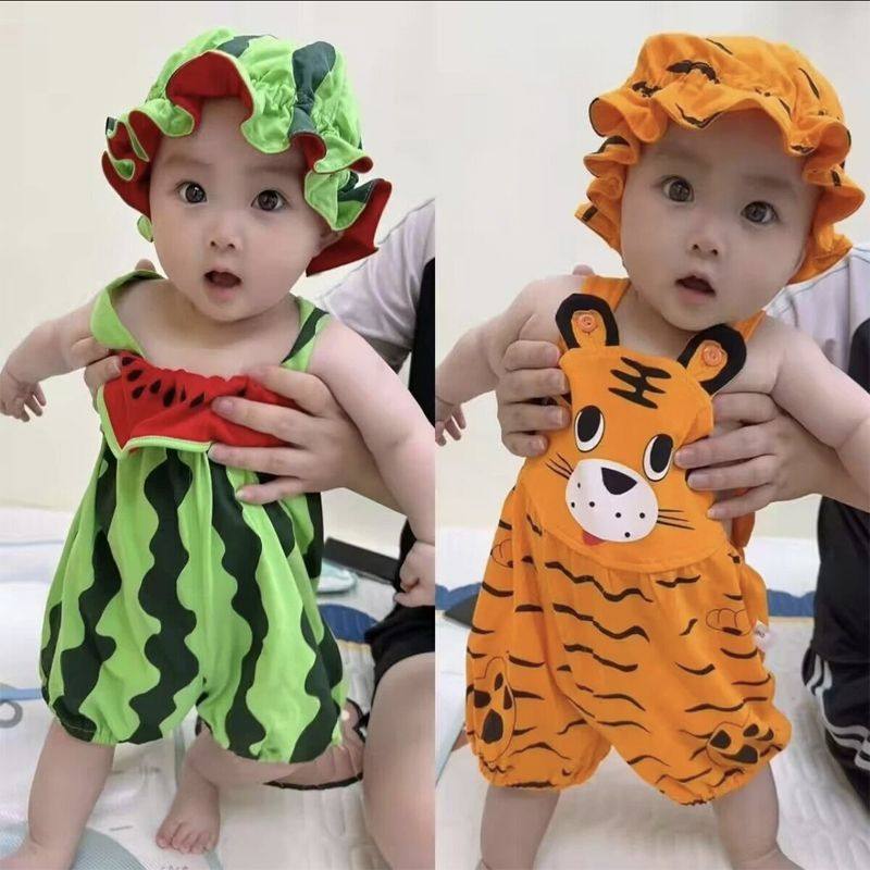 新生儿薄款可爱造型服纯棉宝宝夏季连体衣哈衣婴幼儿包屁衣可开裆