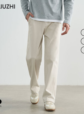 九六致原创春季男士380g直筒宽松松紧腰休闲裤高级感长裤男款裤子