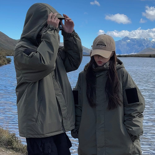 冬季户外露营羽绒服百搭男女情侣款休闲潮流冲锋衣防风棉服外套女