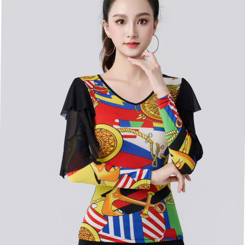 拉丁舞服摩登舞上衣国标舞练功服