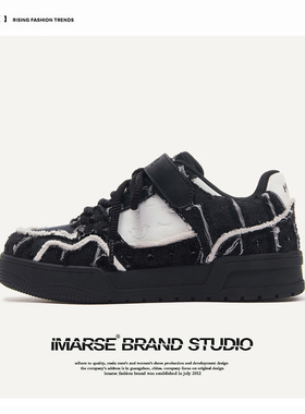 IMARSE/易玛仕星星系列美式做旧牛仔魔术贴板鞋潮鞋男女款面包鞋