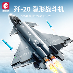 森宝军事系列歼20隐形战斗机组装模型男孩拼装积木玩具礼物202241