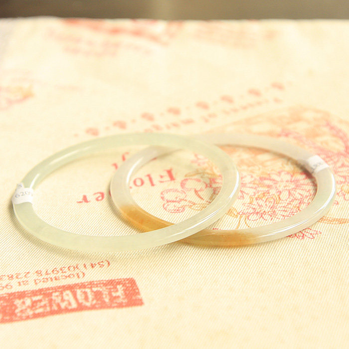 配对翡翠叮当镯 天然A货网红细玉镯 57黄翡美人小镯子细冰条手镯