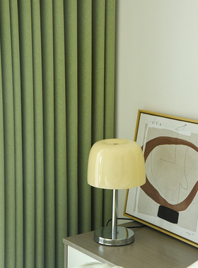 Moana绿色窗帘定制法式覆古卧室客厅高遮光无障碍豪华高端奶酪系