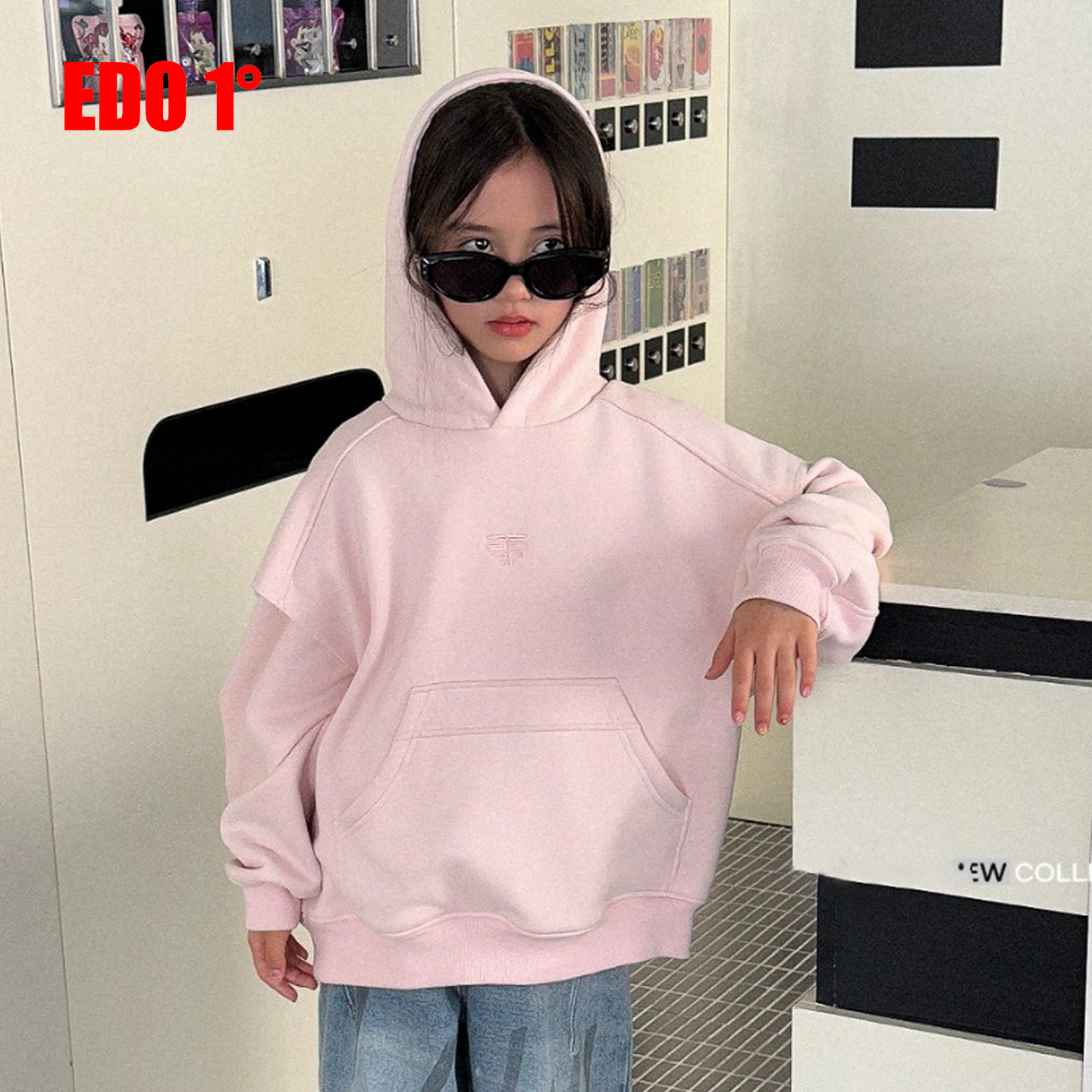 edo童装休闲运动加绒套头卫衣