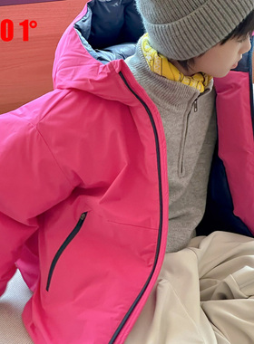 edo1一度童装冬季新款儿童白鸭绒加厚连帽羽绒服户外百搭保暖外套