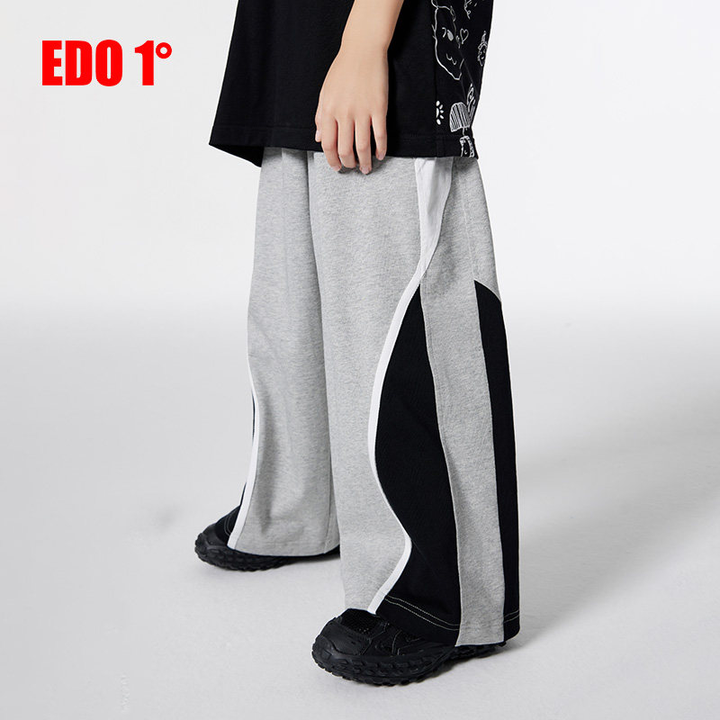 edo1一度童装25夏新款男女童纯棉宽松直筒裤儿童户外运动休闲长裤