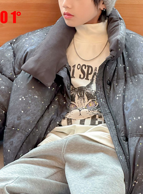 edo1一度童装冬季新款儿童满天星短款羽绒服立领面包服保暖外套