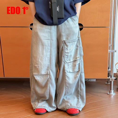 edo一度26夏儿童工装水洗牛仔裤