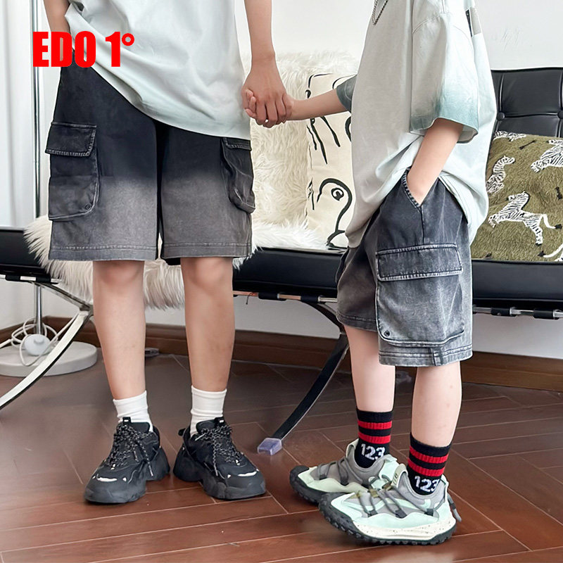 edo一度童装2025夏新款男女童渐变牛仔中裤儿童日系大口袋短裤子,童装/婴儿装/亲子装,裤子,淘宝优惠券,粉丝福利购,淘宝优惠卷