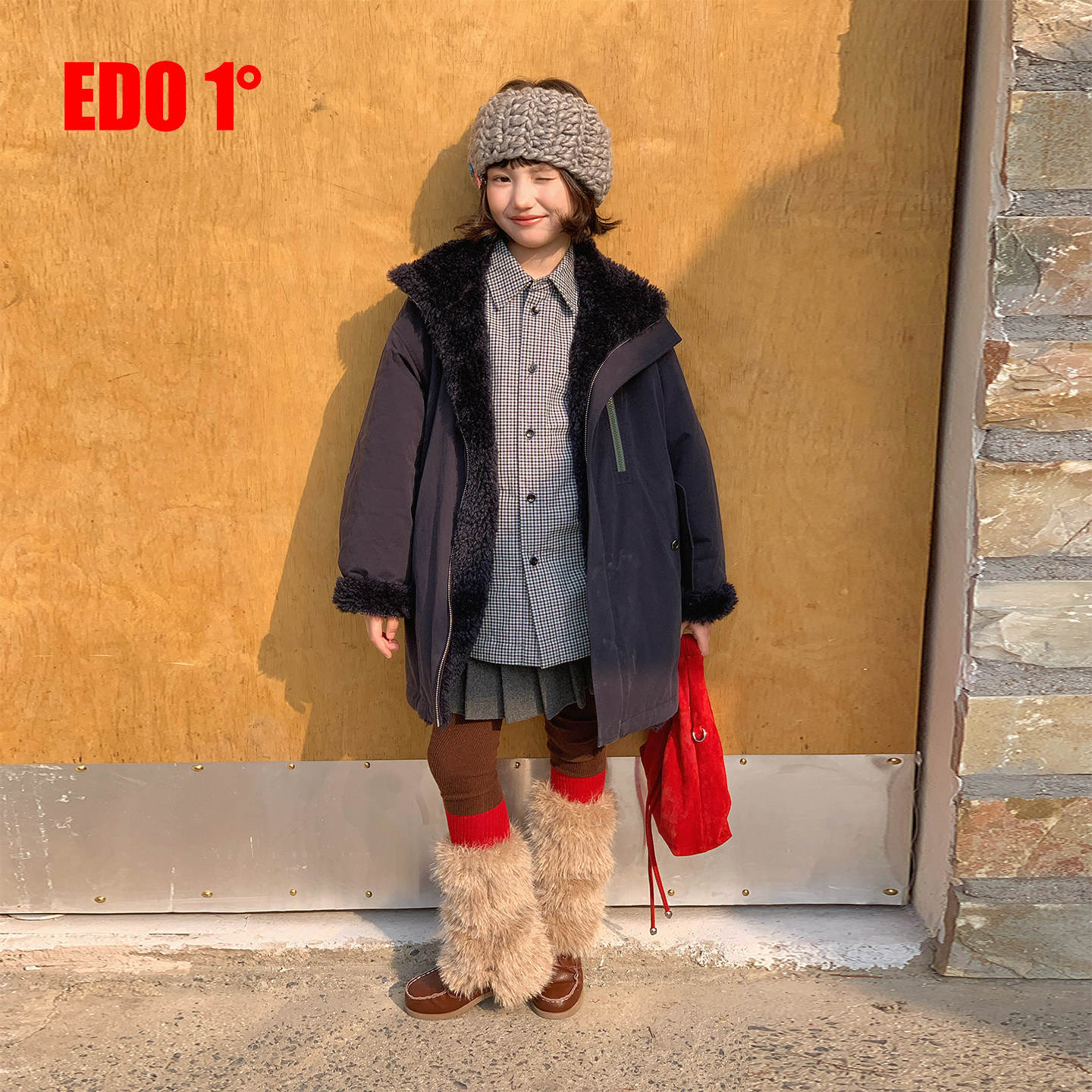 edo一度26冬季女童羊毛百褶裙
