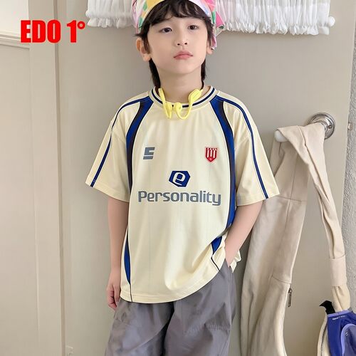 edo一度圆领嘻哈短袖拼接撞色潮