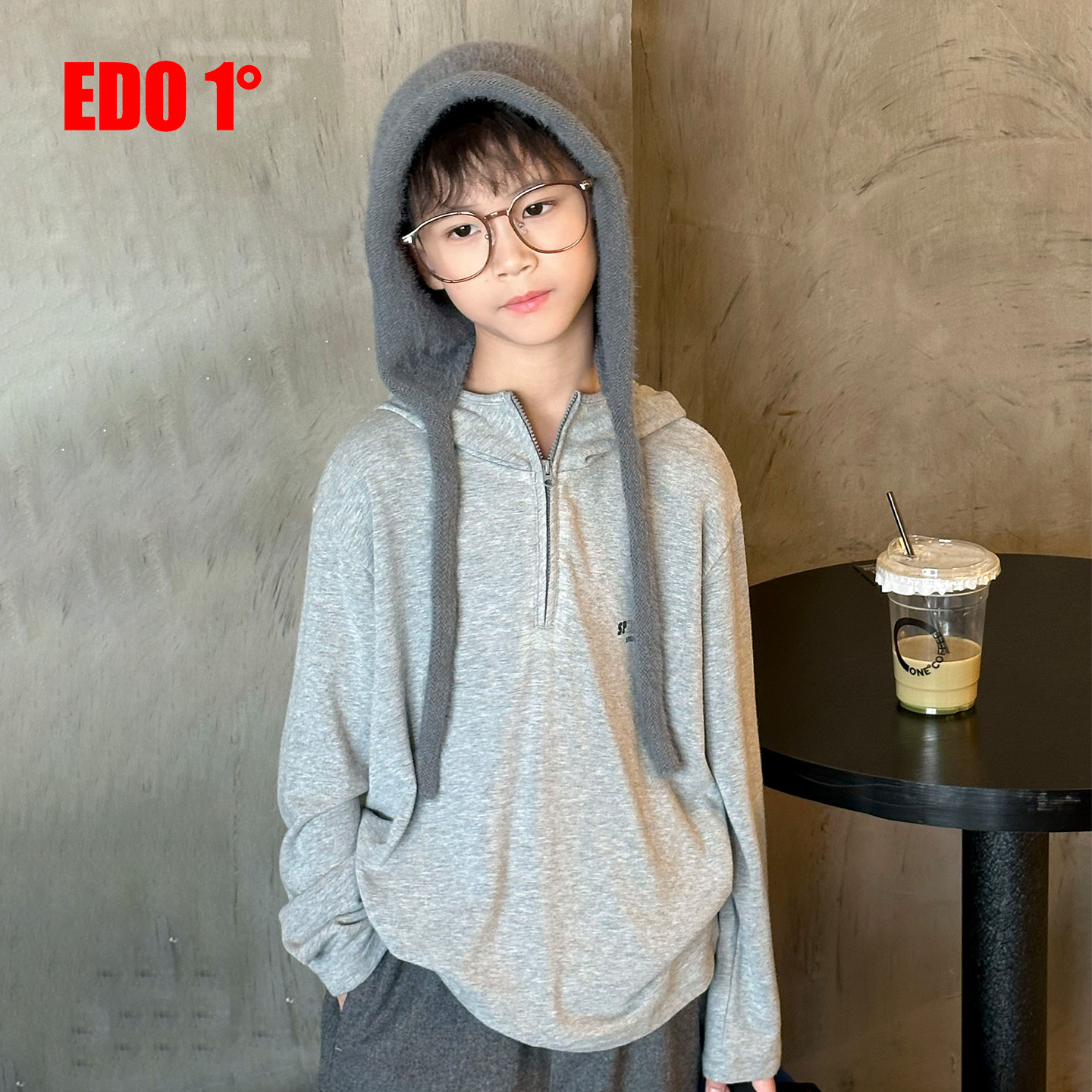 edo1一度童装休闲慵懒连帽卫衣