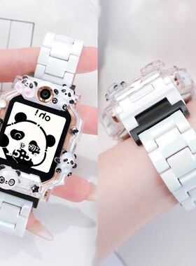 适用小天才电话手表表带z10/z9/z8树脂u5/z7s/z6A智能q1腕带q2a保护套炫彩透色z6pro/d2/D5儿童磁吸z11配件