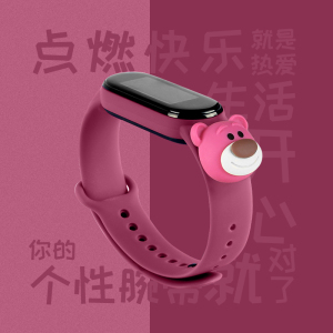 卡通公仔适用小米手环5/4/6/7替换腕带莫兰迪色nfc版表带运动男女通用非原装