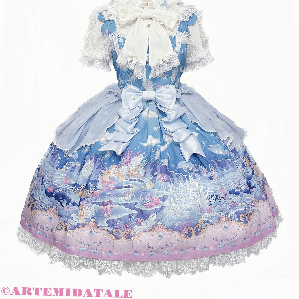 +尾款+海的女儿系列JSK+人鱼海洋柄图甜系LOLITA月神物语连衣裙