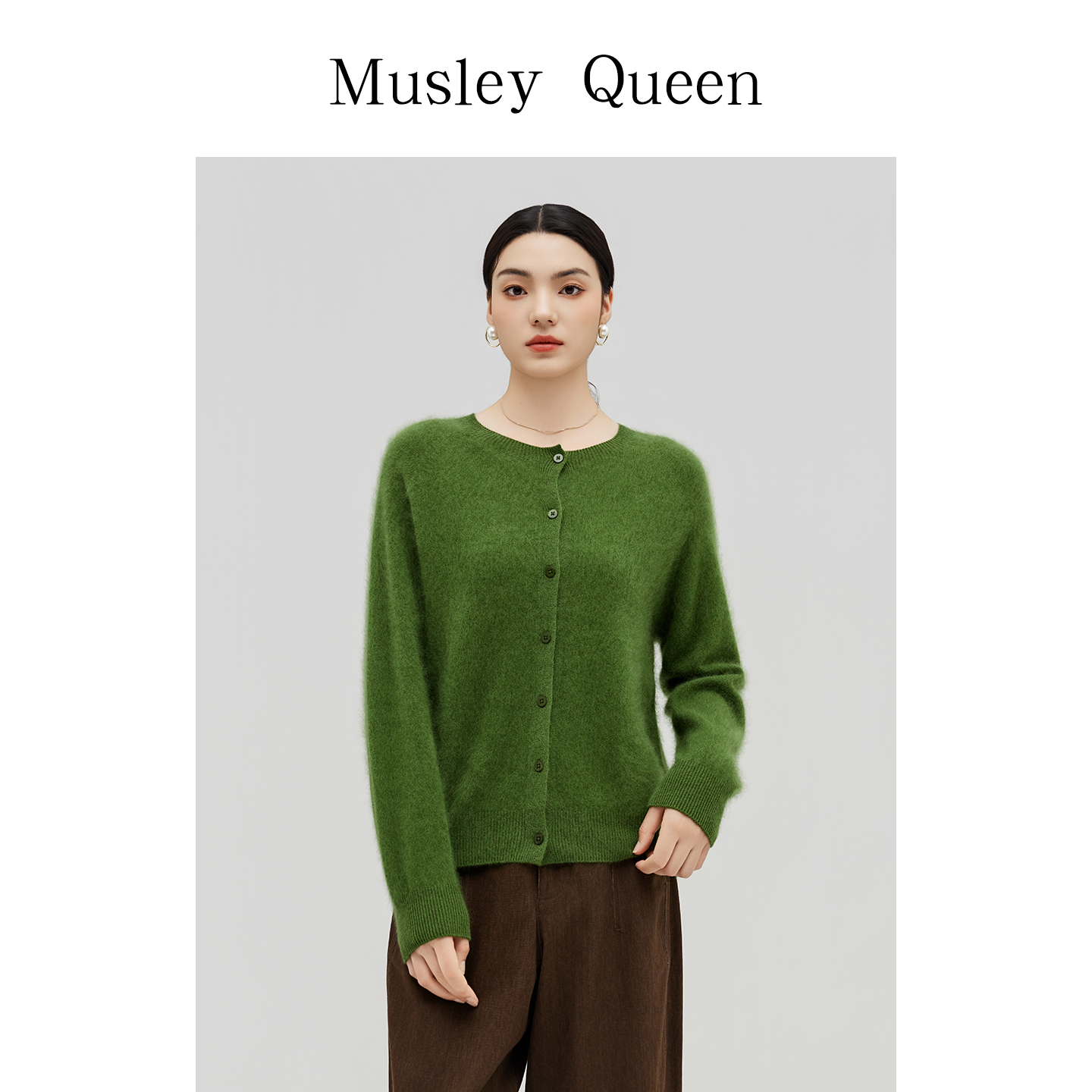 MoseQueen拉毛针织开衫