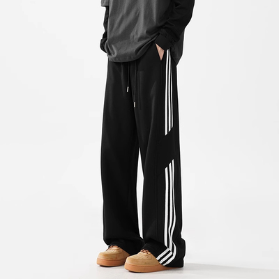 条纹三条杠裤子男款春秋运动休闲