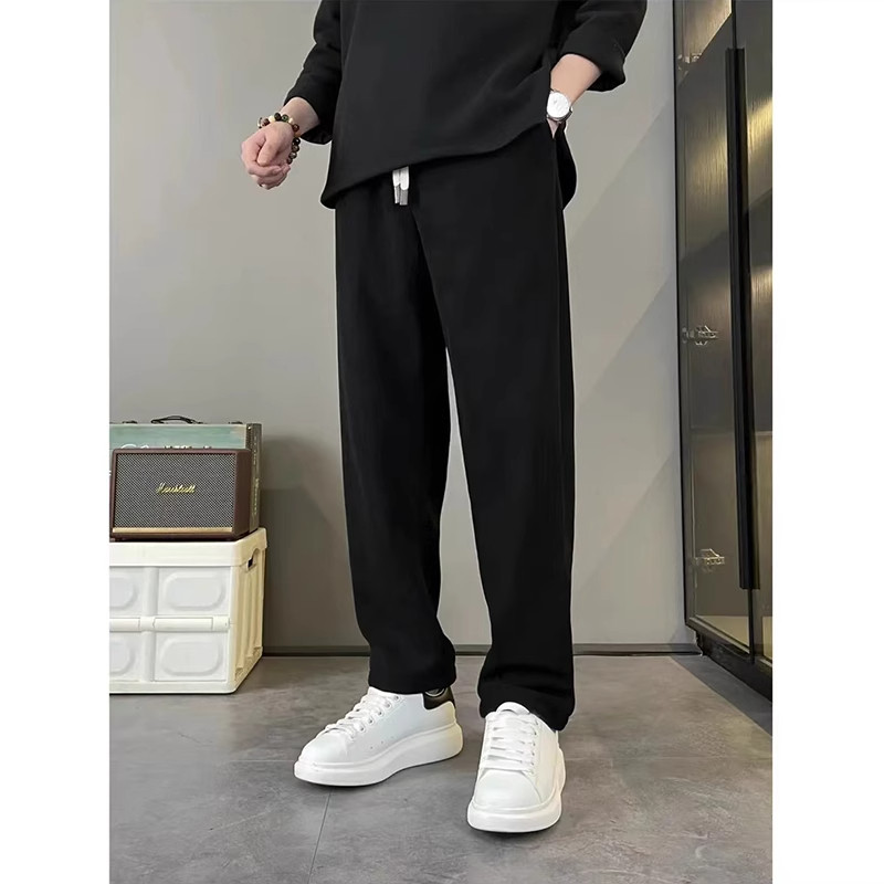 秋冬季裤子男款加绒加厚宽松直筒卫裤阔腿垂感弯刀裤美式休闲长裤,男装,休闲裤,淘宝优惠券,粉丝福利购,淘宝优惠卷