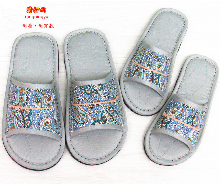 清柠雨纯棉布底拖鞋透气结实耐穿男女秋冬室内不伤木地板静音无声