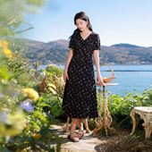 V领碎花连衣裙浪漫短袖 若潮大码 胖MM 新款 法式 女装 2026春季