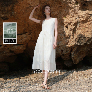 法式 新款 三彩2026夏季 小白裙绣花连衣裙A字长裙M女 莱赛尔